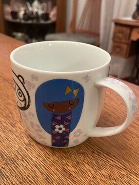 Paperchase Japanese Kokashi Doll Fine Porcelain Coffee Cup Mug 12 ounces